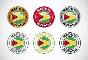 Made in Guyana label icon with flag. Icon set for business, badge, seal, sticker, logo, and symbol vector