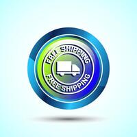 Free shipping icon design illustration, Free delivery icon, Glossy Round Button Design vector