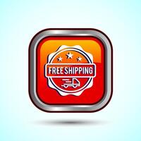 Free shipping icon design illustration, Free delivery icon, Orange Color Square Button Design vector