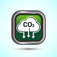 Carbon dioxide icon design illustration, Reduce co2 gas icon, Green Shadow Button Design vector