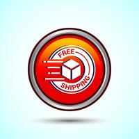 Free shipping icon design illustration, Free delivery icon, Orange Color Round Button Design vector