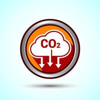 Carbon dioxide icon design illustration, Reduce co2 gas icon, Orange Shadow Button Design vector