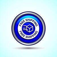 Free shipping icon design illustration, Free delivery icon, Blue Color Round Button Design vector