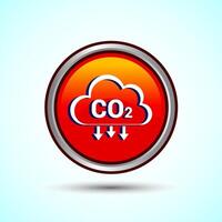 Carbon dioxide icon design illustration, Reduce co2 gas icon, Orange Color Round Button Design vector