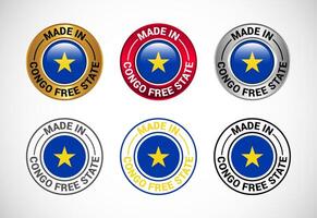 Made in Congo Free State label icon with flag. Icon set for business, badge, seal, sticker, logo, and symbol vector