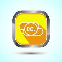 Carbon dioxide icon design illustration, Reduce co2 gas icon, Yellow Shadow Button Design vector