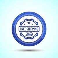 Free shipping icon design illustration, Free delivery icon, Blue Color Button Design vector