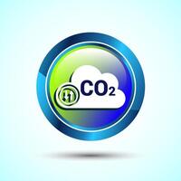 Carbon dioxide icon design illustration, Reduce co2 gas icon, Glossy Round Button Design vector