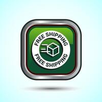 Free shipping icon design illustration, Free delivery icon, Green Color Square Button Design vector