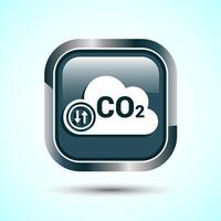 Carbon dioxide icon design illustration, Reduce co2 gas icon, Gray Color Square Button Design vector