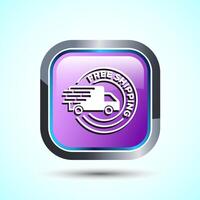 Free shipping icon design illustration, Free delivery icon, Pink Color Square Button Design vector