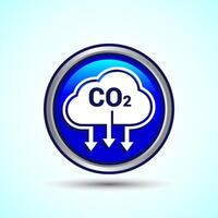 Carbon dioxide icon design illustration, Reduce co2 gas icon, Blue Color Round Button Design vector