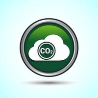 Carbon dioxide icon design illustration, Reduce co2 gas icon, Green Color Round Button Design vector