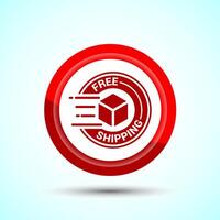 Free shipping icon design illustration, Free delivery icon, Red Color Button Design vector
