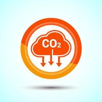 Carbon dioxide icon design illustration, Reduce co2 gas icon, Orange Color Button Design vector