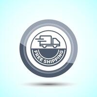 Free shipping icon design illustration, Free delivery icon, Gray Shadow Button Design vector