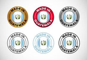Made in Guatemala label icon with flag. Icon set for business, badge, seal, sticker, logo, and symbol vector