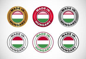 Made in Hungary label icon with flag. Icon set for business, badge, seal, sticker, logo, and symbol vector