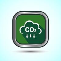 Carbon dioxide icon design illustration, Reduce co2 gas icon, Green Color Square Button Design vector