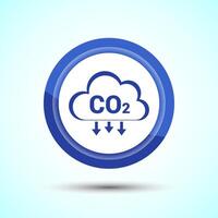 Carbon dioxide icon design illustration, Reduce co2 gas icon, Blue Color Button Design vector