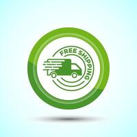 Free shipping icon design illustration, Free delivery icon, Green Color Button Design vector