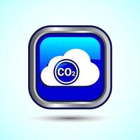 Carbon dioxide icon design illustration, Reduce co2 gas icon, Blue Color Square Button Design vector