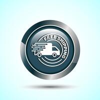 Free shipping icon design illustration, Free delivery icon, Gray Color Round Button Design vector