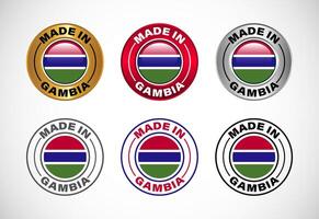 Made in Gambia label icon with flag. Icon set for business, badge, seal, sticker, logo, and symbol vector