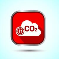 Carbon dioxide icon design illustration, Reduce co2 gas icon, Red Shadow Button Design vector
