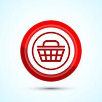 Basket icon design illustration, Shopping basket icon, Red Color Button Design vector