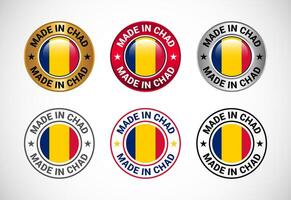 Made in Chad label icon with flag. Icon set for business, badge, seal, sticker, logo, and symbol vector