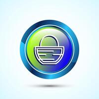 Basket icon design illustration, Shopping basket icon, Glossy Round Button Design vector