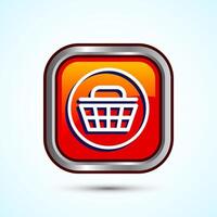 Basket icon design illustration, Shopping basket icon, Orange Color Square Button Design vector