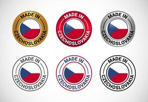 Made in Czechoslovakia label icon with flag. Icon set for business, badge, seal, sticker, logo, and symbol vector