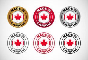 Made in Canada label icon with flag. Icon set for business, badge, seal, sticker, logo, and symbol vector