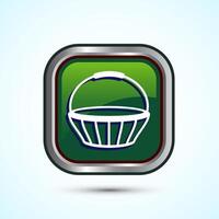 Basket icon design illustration, Shopping basket icon, Green Color Square Button Design vector
