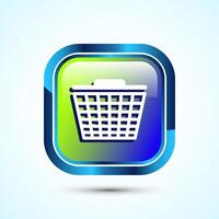 Basket icon design illustration, Shopping basket icon, Glossy Square Button Design vector