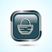 Basket icon design illustration, Shopping basket icon, Gray Color Square Button Design vector