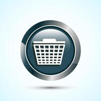 Basket icon design illustration, Shopping basket icon, Gray Color Round Button Design vector