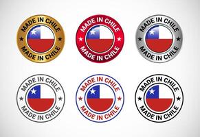 Made in Chile label icon with flag. Icon set for business, badge, seal, sticker, logo, and symbol vector