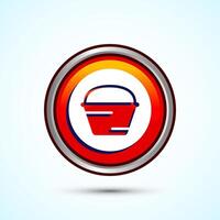 Basket icon design illustration, Shopping basket icon, Orange Color Round Button Design vector