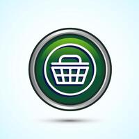 Basket icon design illustration, Shopping basket icon, Green Color Round Button Design vector