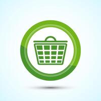 Basket icon design illustration, Shopping basket icon, Green Color Button Design vector