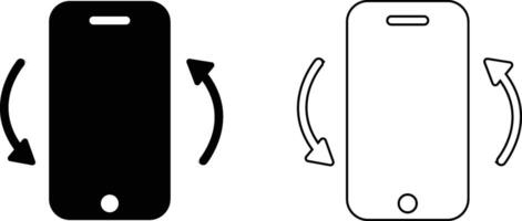 Phone rotation icons set. Device orientation arrows. Smartphone movement symbols. graphic isolated . Flat and line black style symbol sign for apps and website, vector
