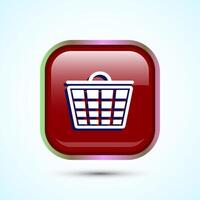 Basket icon design illustration, Shopping basket icon, Red Color Square Button Design vector