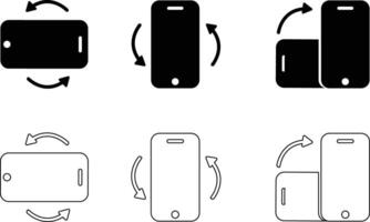 Phone rotation icons set. Device orientation arrows. Smartphone movement symbols. graphic isolated Flat and line black style symbol sign for apps and website vector