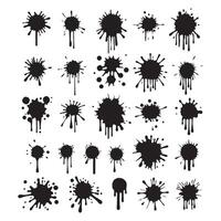 Silhouette set of Ink blots and drips vector