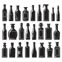 Set of outlined bottle shapes vector