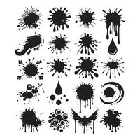 Silhouette design featuring various ink blots and drips vector
