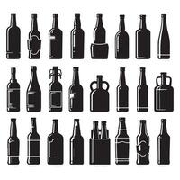 Assorted bottle shapes in silhouette vector